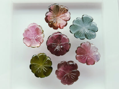 Natural Tourmaline Hand-Carved Flowers For Pendant & Jewelry Making