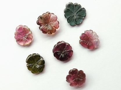 Natural Tourmaline Hand-Carved Flowers For Pendant & Jewelry Making