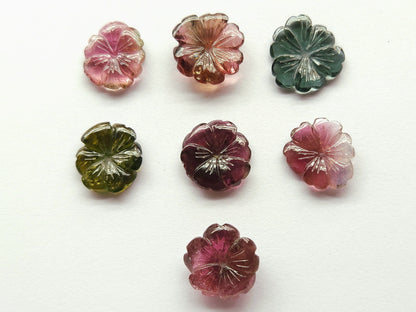 Natural Tourmaline Hand-Carved Flowers For Pendant & Jewelry Making