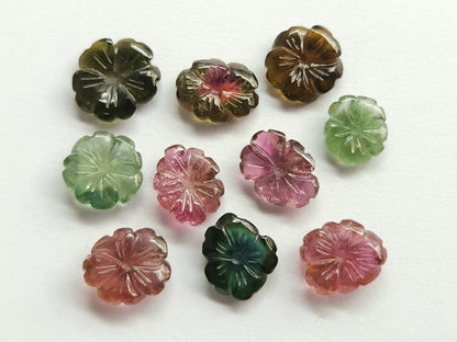 Natural Tourmaline Hand-Carved Flowers For Pendant & Jewelry Making