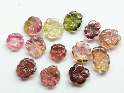Natural Tourmaline Hand-Carved Flowers For Pendant & Jewelry Making
