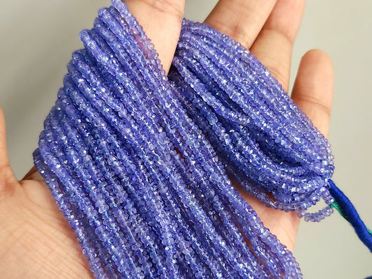 AAA Natural Tanzanite Faceted Rondelle Shape Beads for Necklace and Jewelry Making