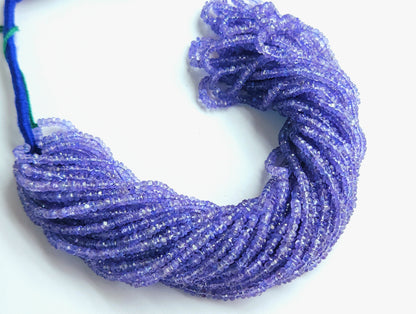 Natural AAA Tanzanite Faceted Rondelle Shape Beads | 3MM