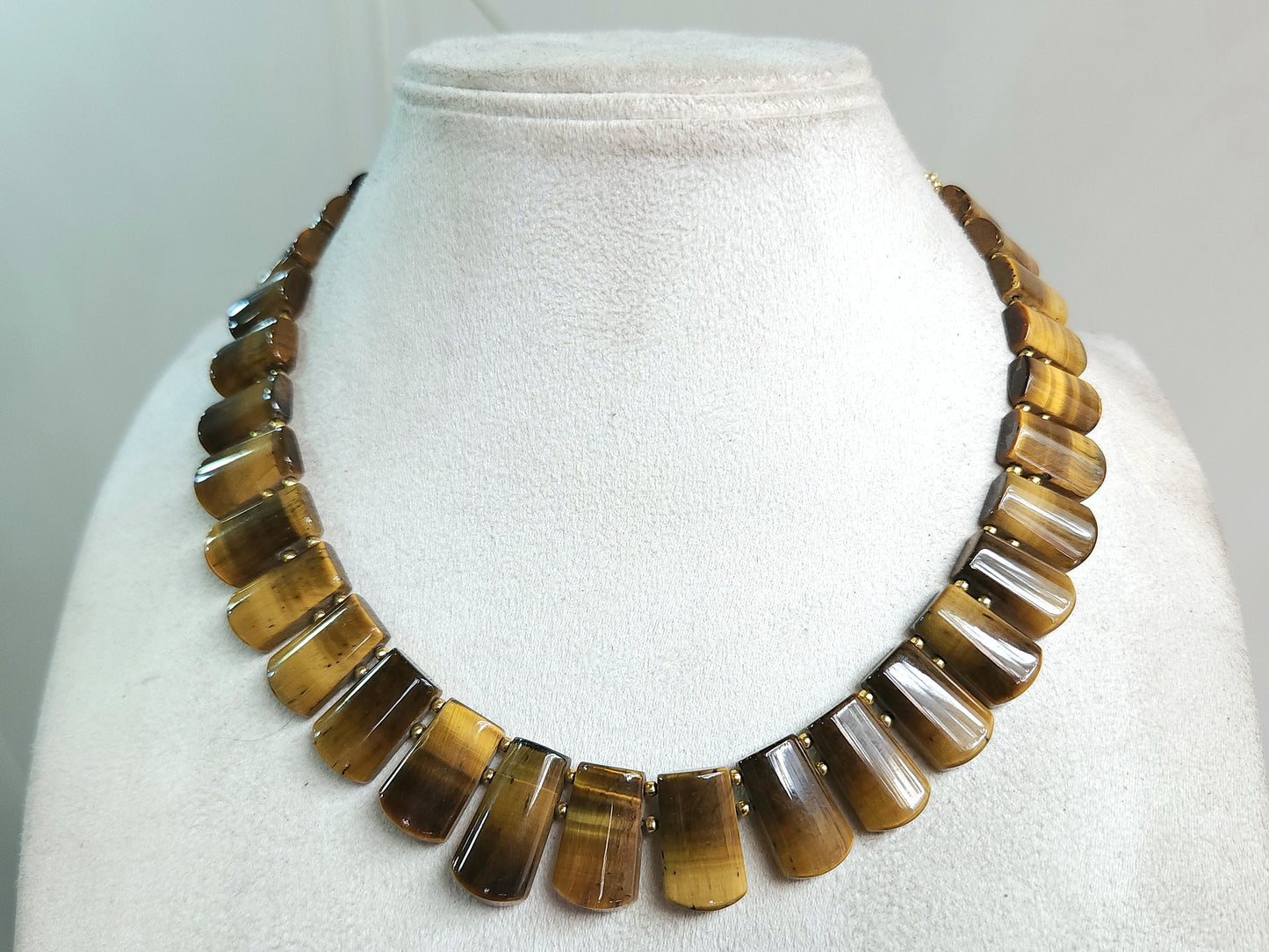 Natural Tiger's Eye Bib Necklace | Handmade Gemstone Cleopatra Choker
