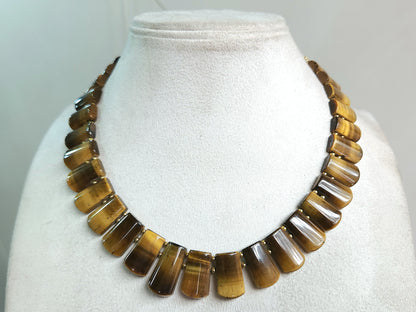 Natural Tiger's Eye Bib Necklace | Handmade Gemstone Cleopatra Choker