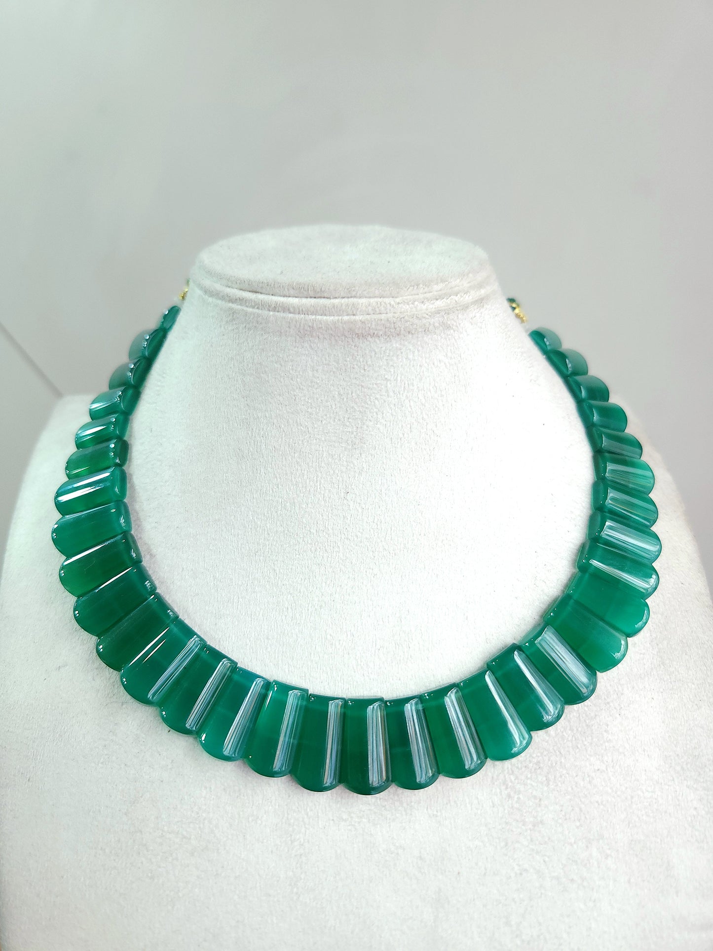 Natural Green Onyx BIB Necklace | Choker Necklace
