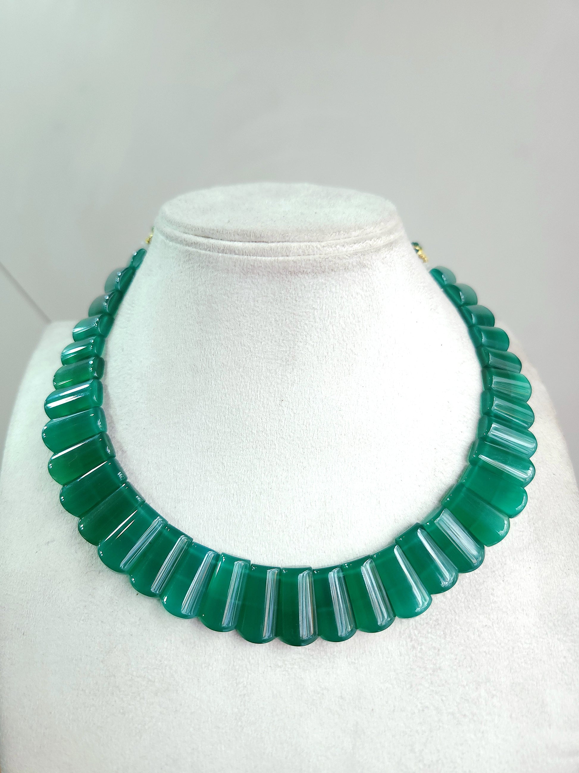 Natural Green Onyx BIB Necklace | Choker Necklace
