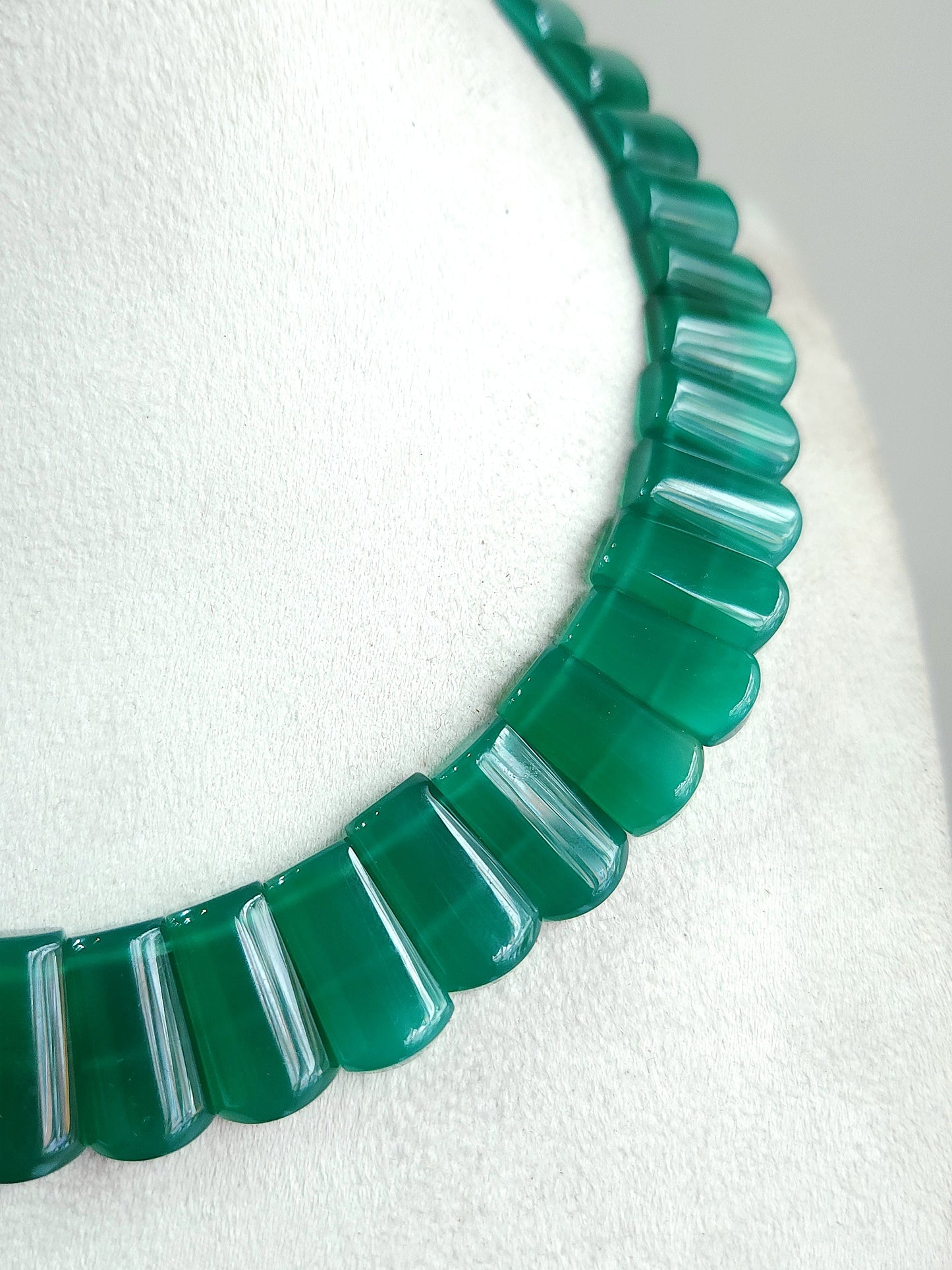 Natural Green Onyx Bib Necklace | Handmade Gemstone Cleopatra Choker
