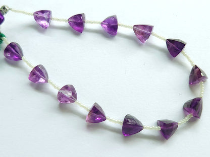 Natural Amethyst 3D Trillion Shape Beads | Faceted Pyramid Gemstone Beads