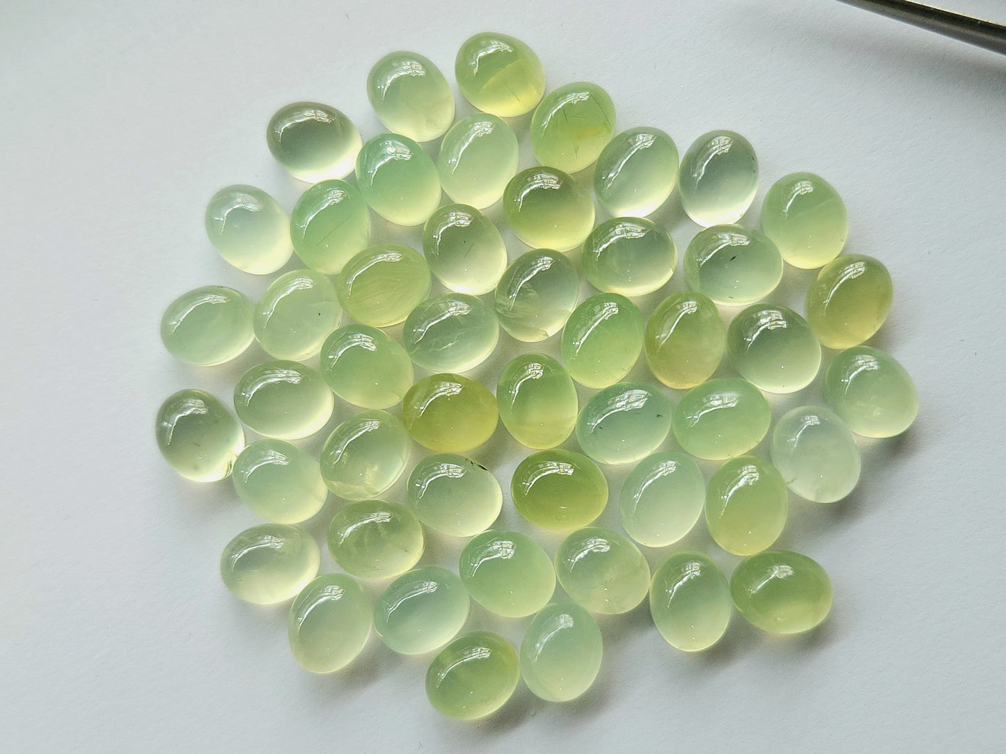 AAA Natural Prehnite Oval Shape Cabochon Pair 8.5x10.5MM