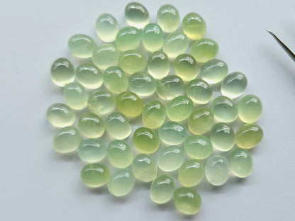 AAA Natural Prehnite Oval Shape Cabochon Pair 8.5x10.5MM