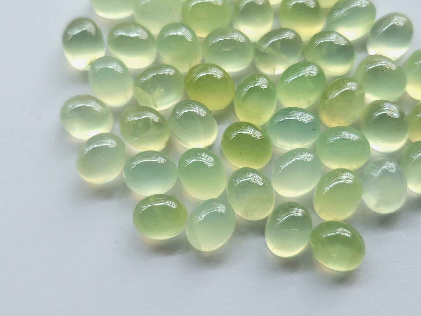 AAA Natural Prehnite Oval Shape Cabochon Pair 8.5x10.5MM