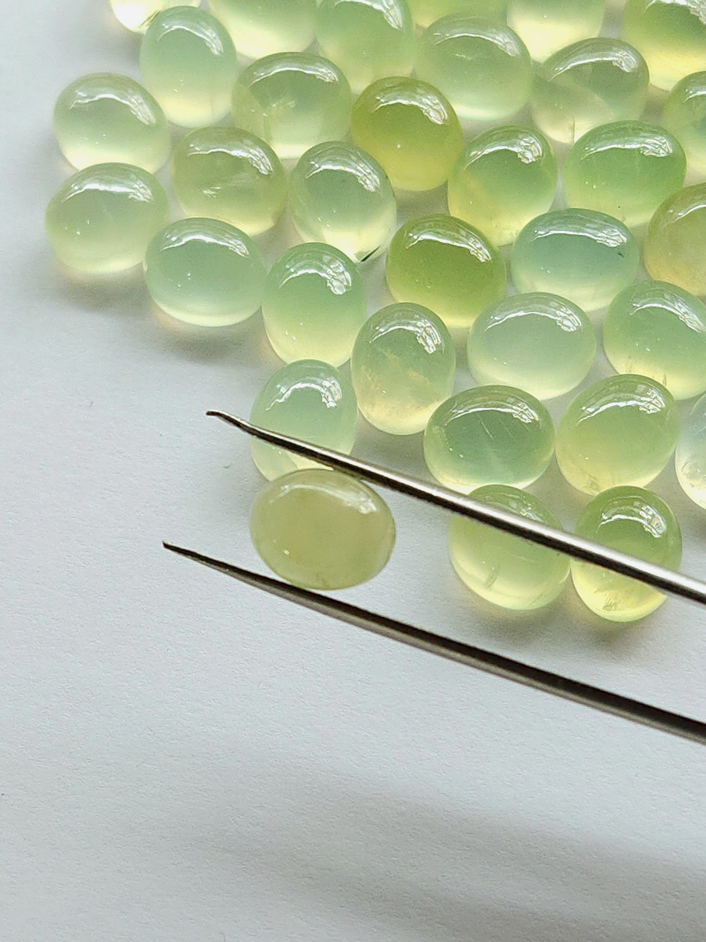 AAA Natural Prehnite Oval Shape Cabochon Pair 8.5x10.5MM