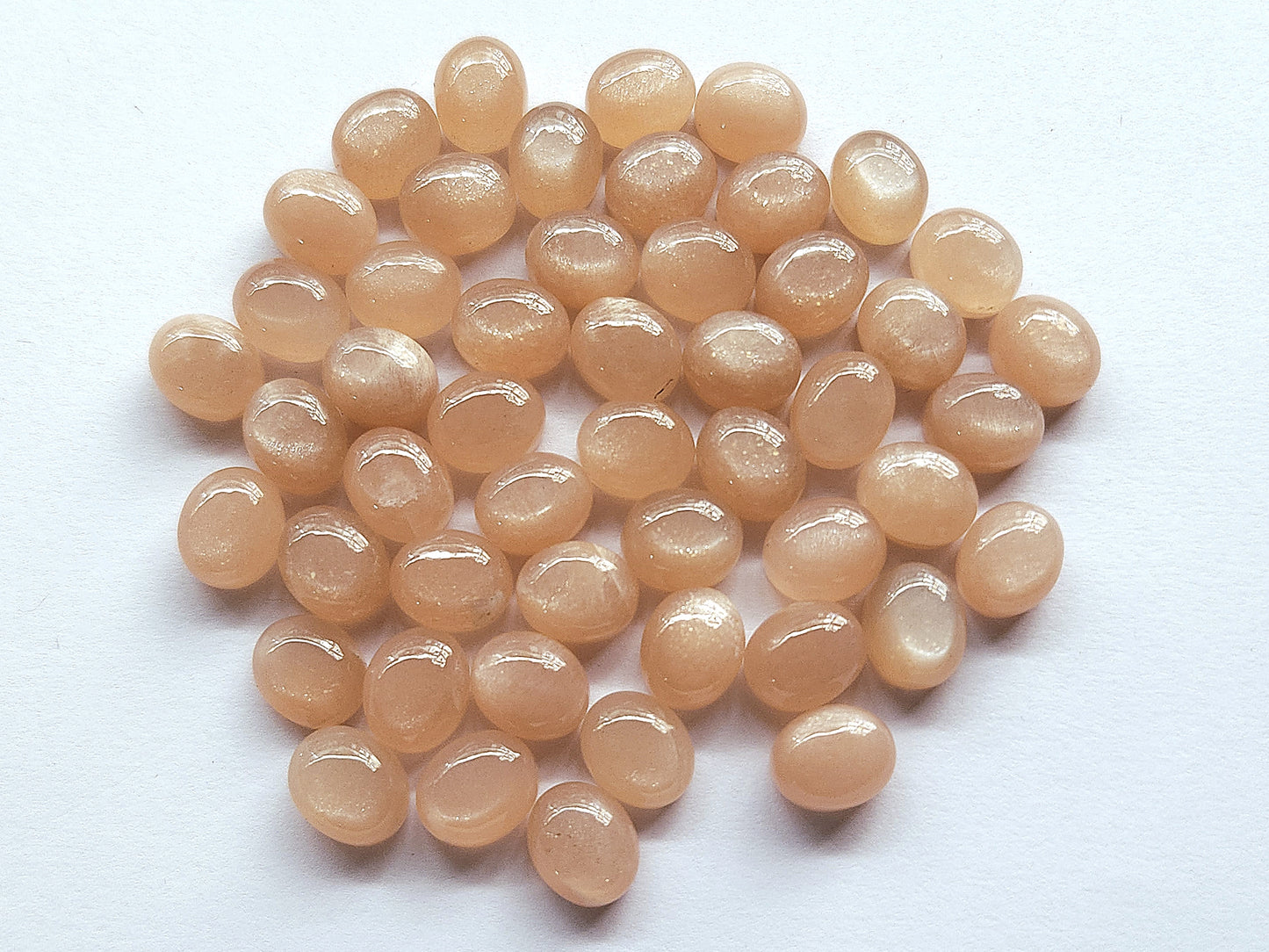 AAA Natural Peach Moonstone Oval Shape Cabochon Pair | 8.5x10.5MM