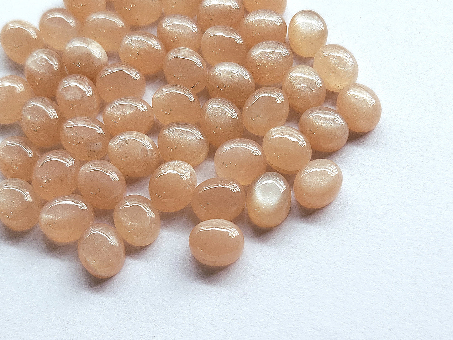 AAA Natural Peach Moonstone Oval Shape Cabochon Pair | 8.5x10.5MM