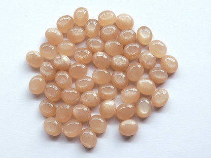 AAA Natural Peach Moonstone Oval Shape Cabochon Pair | 8.5x10.5MM