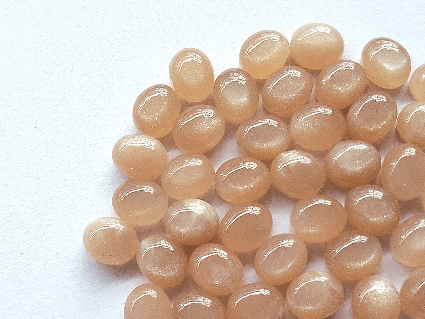 AAA Natural Peach Moonstone Oval Shape Cabochon Pair | 8.5x10.5MM
