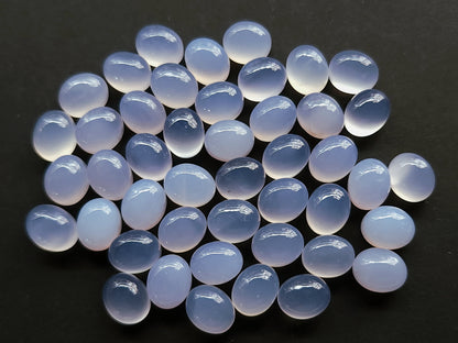 AAA Natural Blue Chalcedony Cabochon Pair 8.5x10.5MM |Oval Shape Cabochon