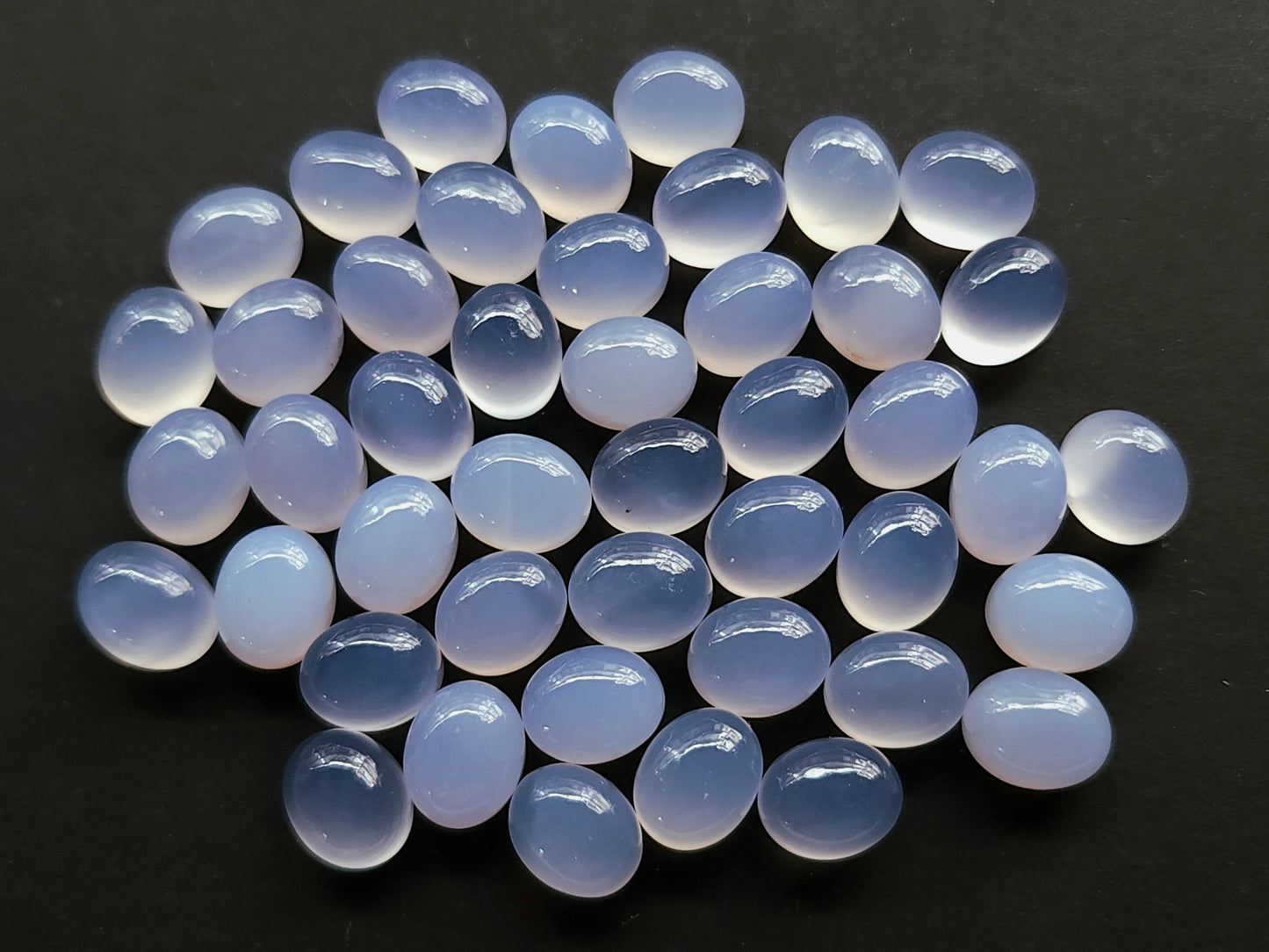AAA Natural Blue Chalcedony Cabochon Pair 8.5x10.5MM |Oval Shape Cabochon