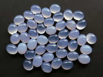 AAA Natural Blue Chalcedony Cabochon Pair 8.5x10.5MM |Oval Shape Cabochon