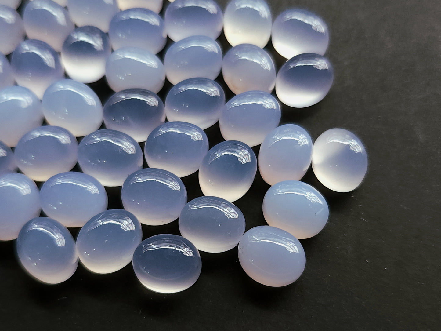AAA Natural Blue Chalcedony Cabochon Pair 8.5x10.5MM |Oval Shape Cabochon