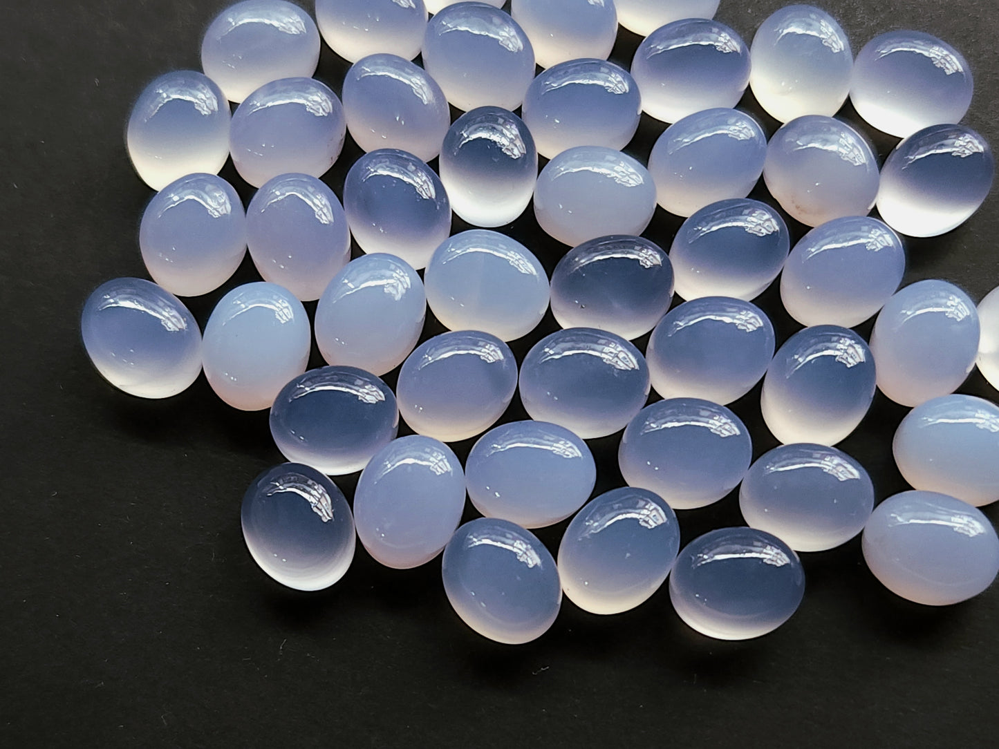 AAA Natural Blue Chalcedony Cabochon Pair 8.5x10.5MM |Oval Shape Cabochon
