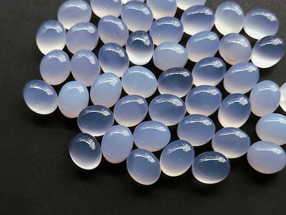 AAA Natural Blue Chalcedony Cabochon Pair 8.5x10.5MM |Oval Shape Cabochon