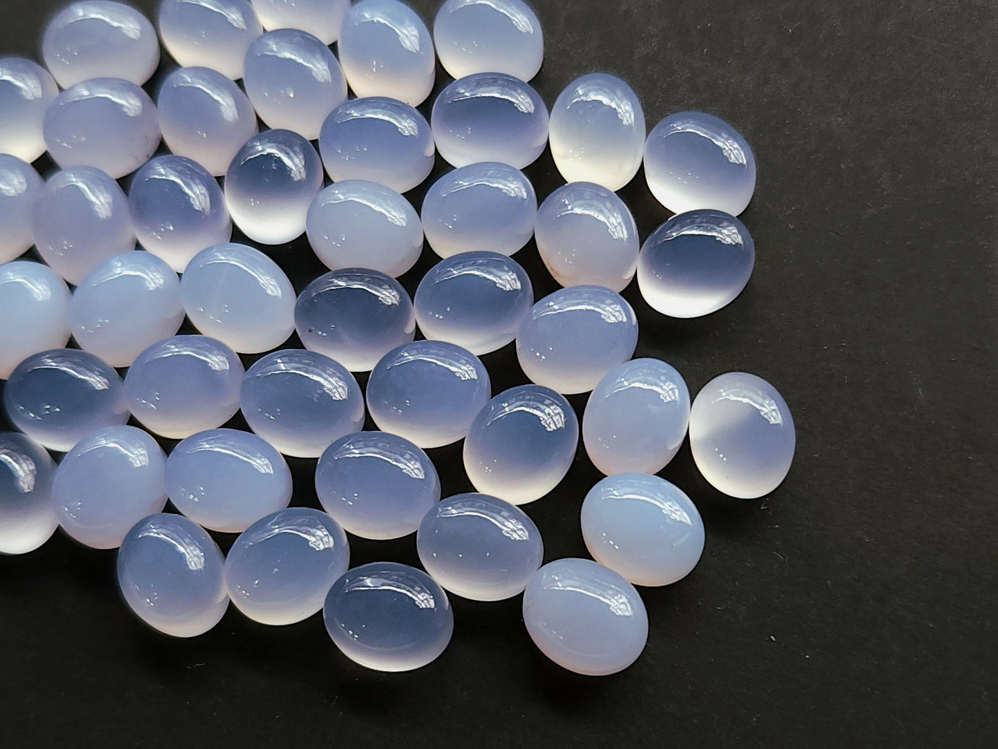 AAA Natural Blue Chalcedony Cabochon Pair 8.5x10.5MM |Oval Shape Cabochon