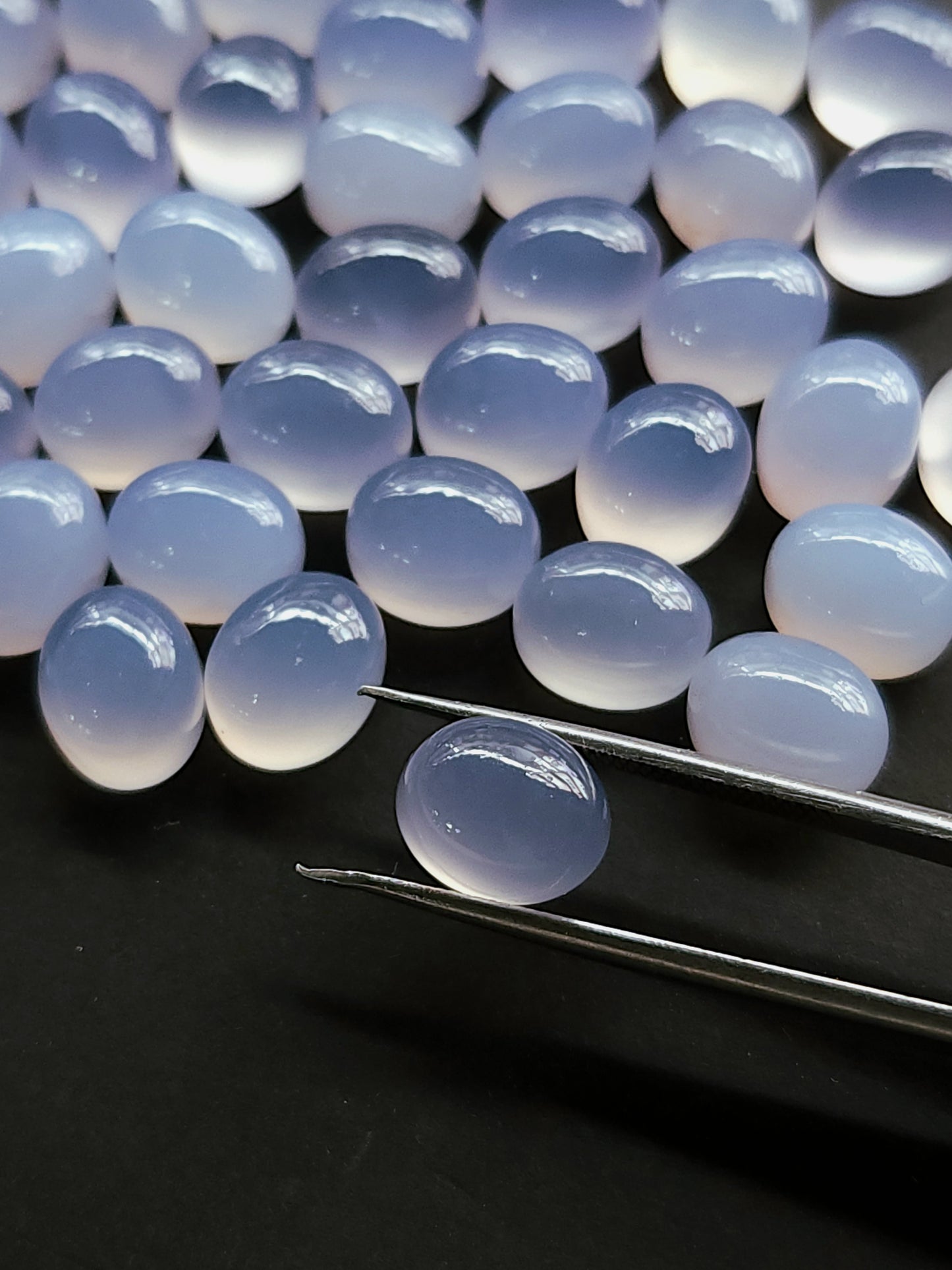 AAA Natural Blue Chalcedony Cabochon Pair 8.5x10.5MM |Oval Shape Cabochon