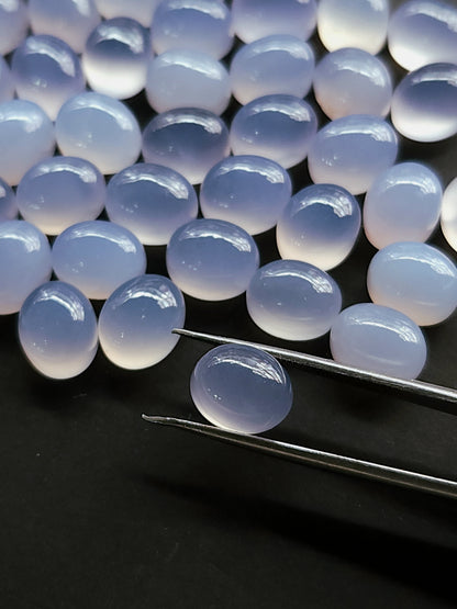 AAA Natural Blue Chalcedony Cabochon Pair 8.5x10.5MM |Oval Shape Cabochon