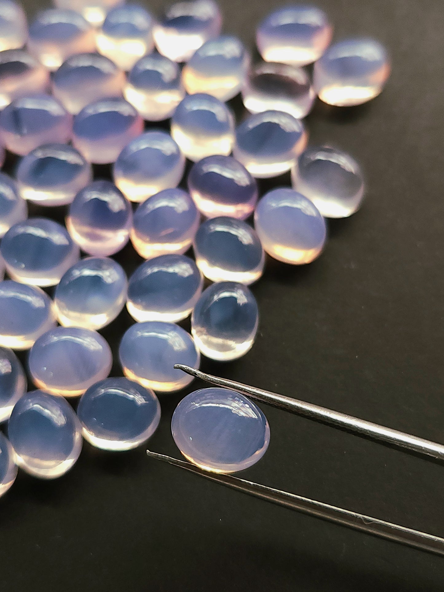 AAA Natural Lavender Quartz Oval Shape Cabochon Pair 8.5x10.5MM
