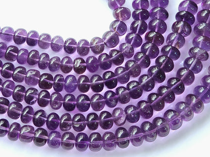 Natural Amethyst Smooth Rondelle Beads Necklace | 8 To 12 MM