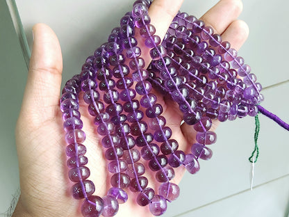 Natural Amethyst Smooth Rondelle Beads Necklace | 8 To 12 MM