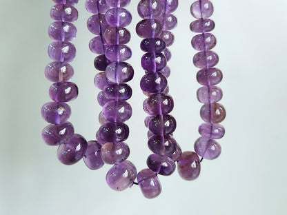 Natural Amethyst Smooth Rondelle Beads Necklace | 8 To 12 MM