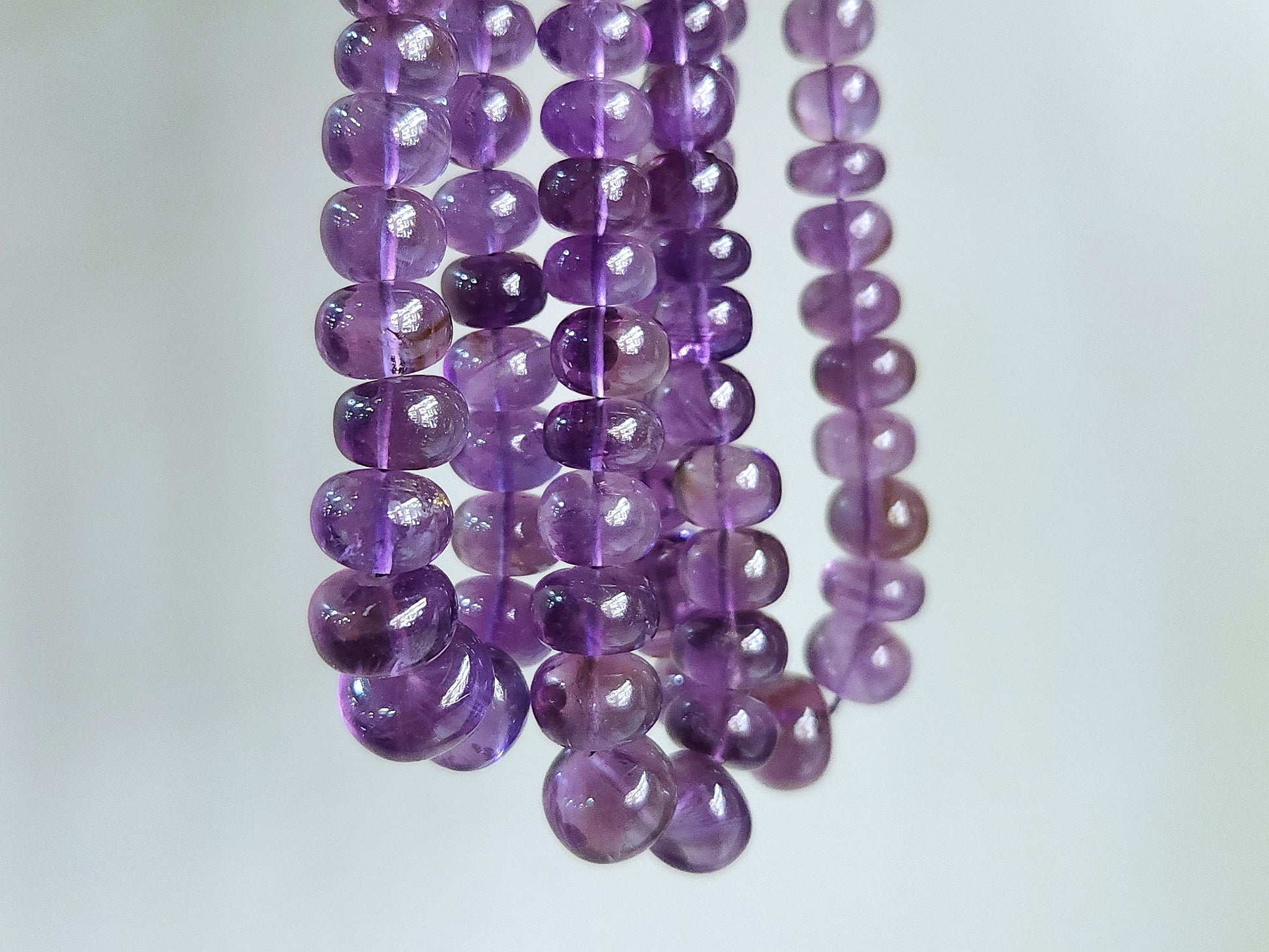 Natural Amethyst Smooth Rondelle Shape Beads for Jewelry & Necklace Making