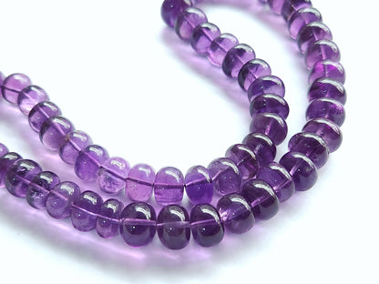 Natural Amethyst Smooth Rondelle Beads Necklace | 10 To 13 MM