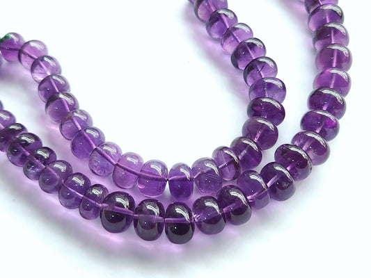 Natural Amethyst Smooth Rondelle Beads Necklace | 10 To 13 MM