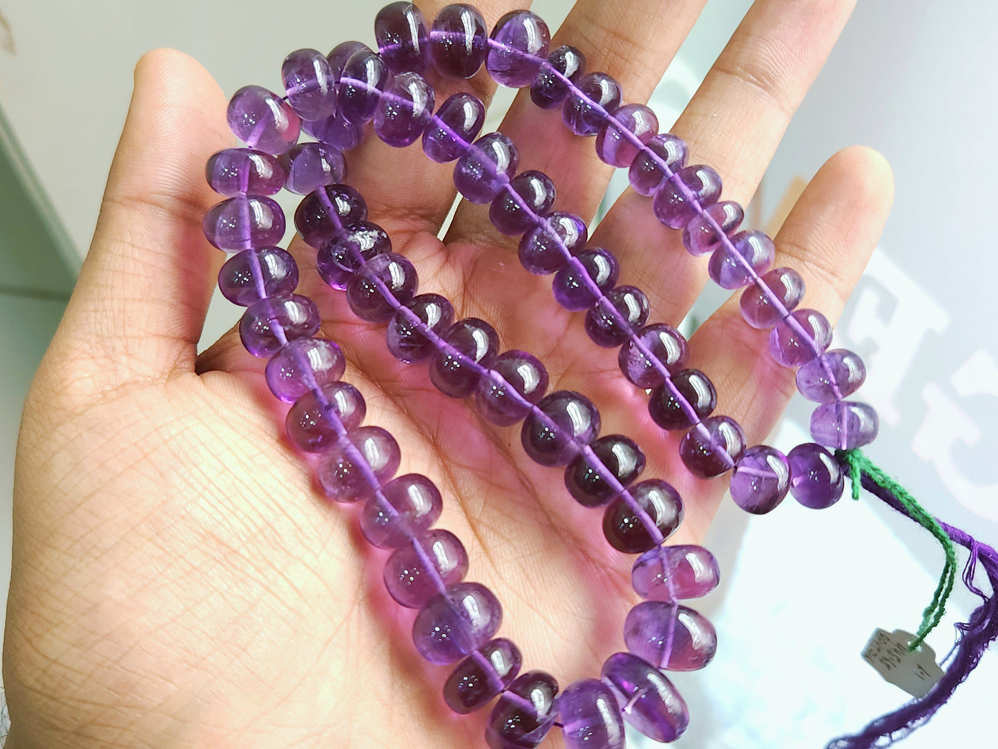 Natural Amethyst Smooth Rondelle Beads Necklace | 10 To 13 MM