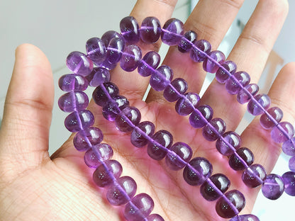 Natural Amethyst Smooth Rondelle Shape Beads for Jewelry & Necklace Making