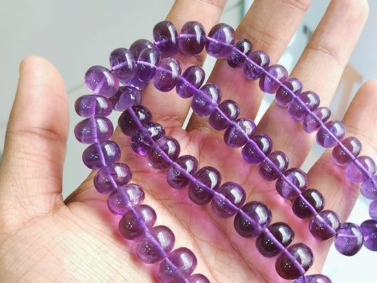 Natural Amethyst Smooth Rondelle Shape Beads for Jewelry & Necklace Making