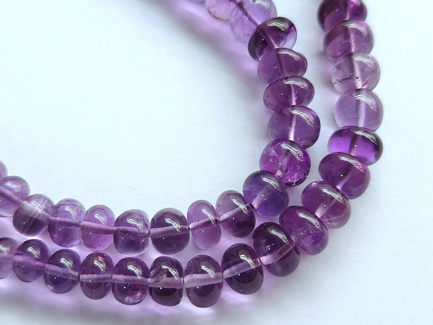 Natural Amethyst Smooth Rondelle Shape Beads for Jewelry & Necklace Making