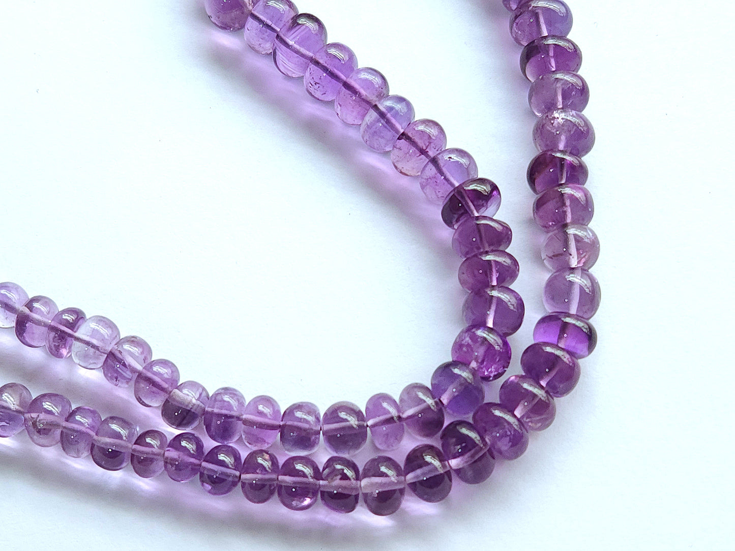 Natural Amethyst Smooth Rondelle Beads Necklace | 6 To 10 MM