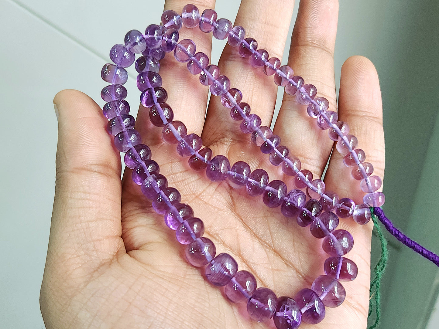 Natural Amethyst Smooth Rondelle Beads Necklace | 6 To 10 MM