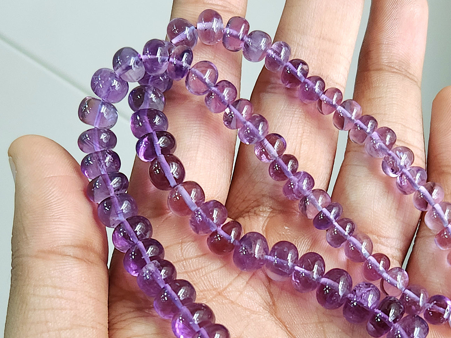 Natural Amethyst Smooth Rondelle Beads Necklace | 6 To 10 MM