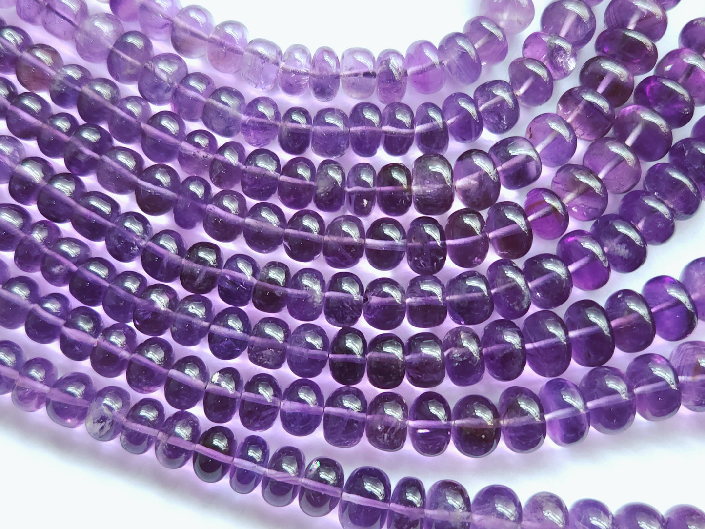Natural Amethyst Smooth Rondelle Beads Necklace | 8 To 12 MM