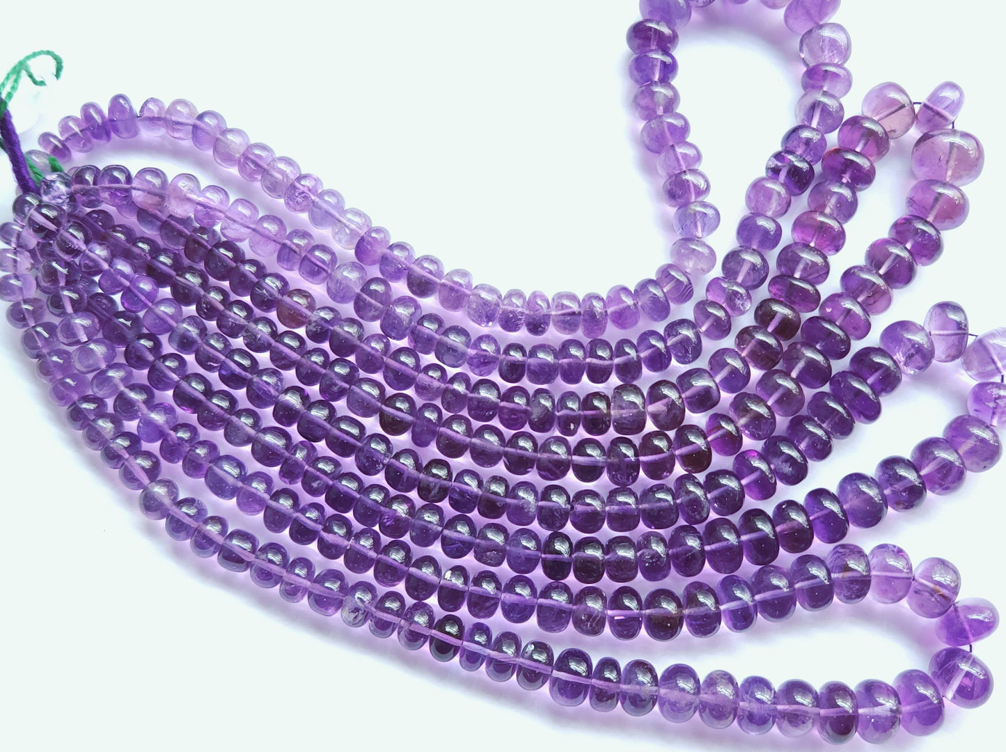 Natural Amethyst Smooth Rondelle Beads Necklace | 8 To 12 MM
