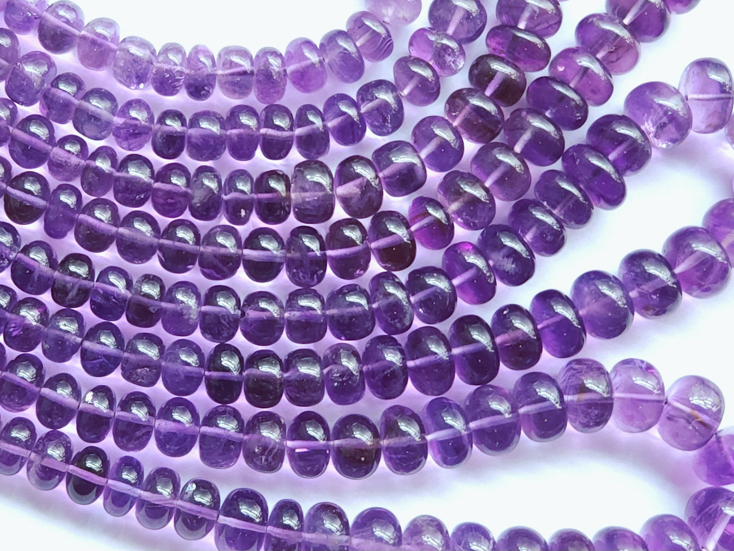 Natural Amethyst Smooth Rondelle Beads Necklace | 8 To 12 MM