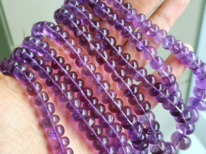 Natural Amethyst Smooth Rondelle Beads Necklace | 8 To 12 MM