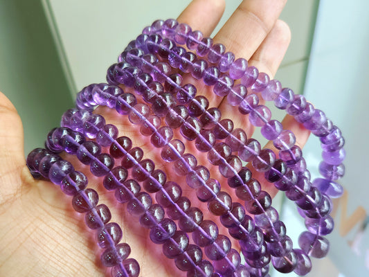 Natural Amethyst Smooth Rondelle Shape Beads for Jewelry & Necklace Making