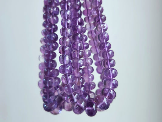 Natural Amethyst Smooth Rondelle Shape Beads for Jewelry & Necklace Making